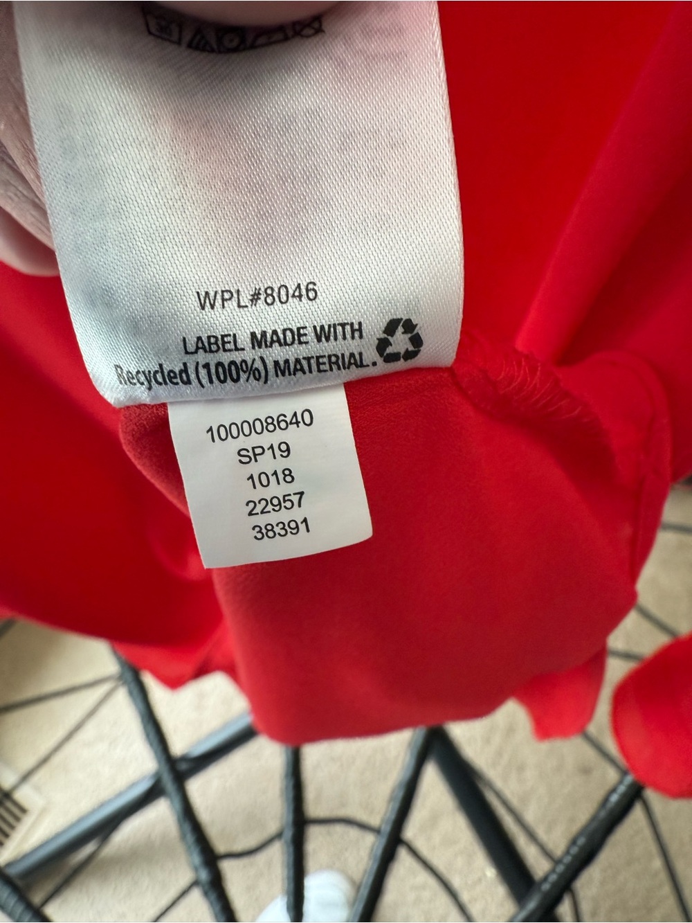 Alfani Red V-Neck Blouse with Sheer Mesh Pleated Sleeves Size Small SP19 - Picture 6 of 7